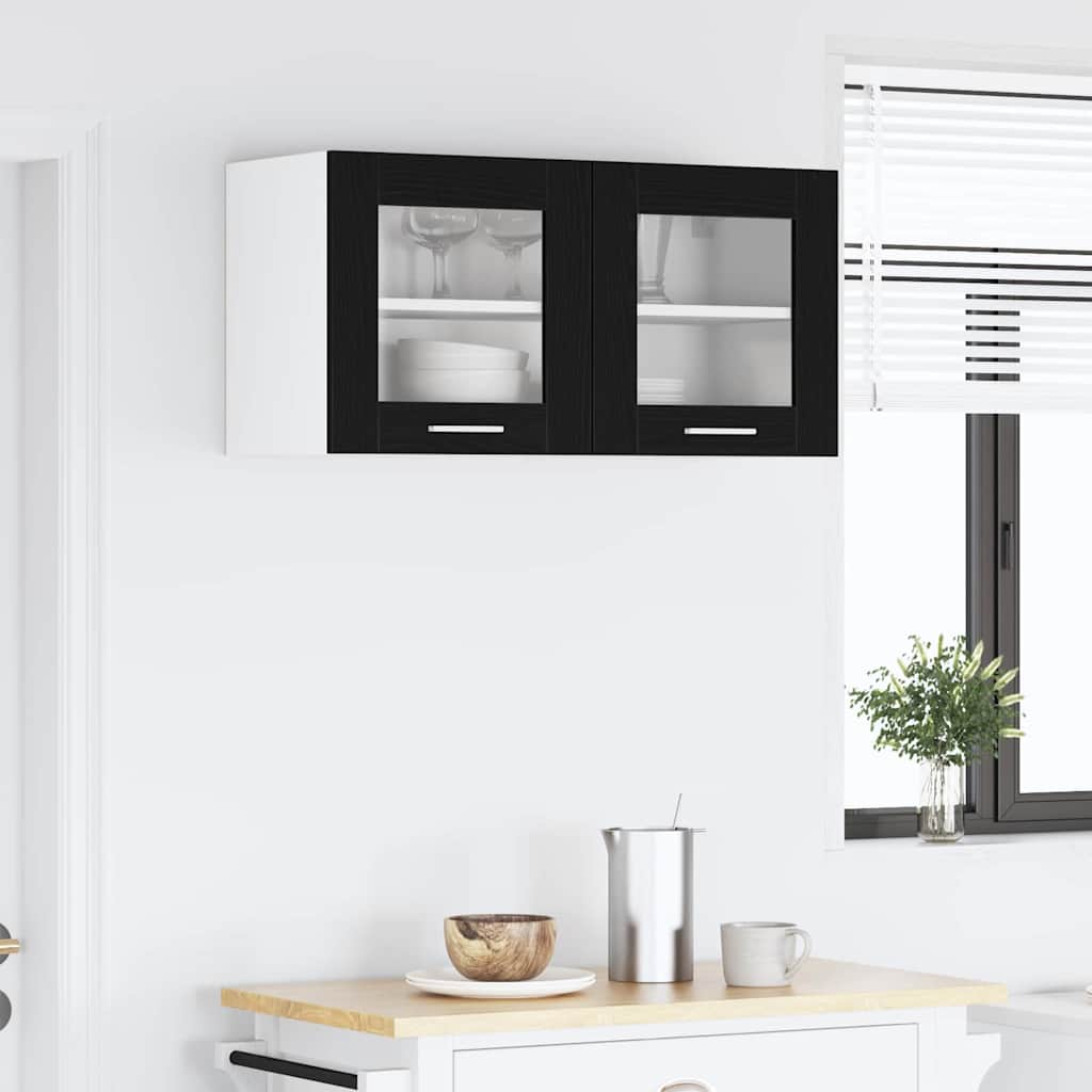 Hängeschrank Schwarze Eiche und Weiß 80 x 31 x 40 cm