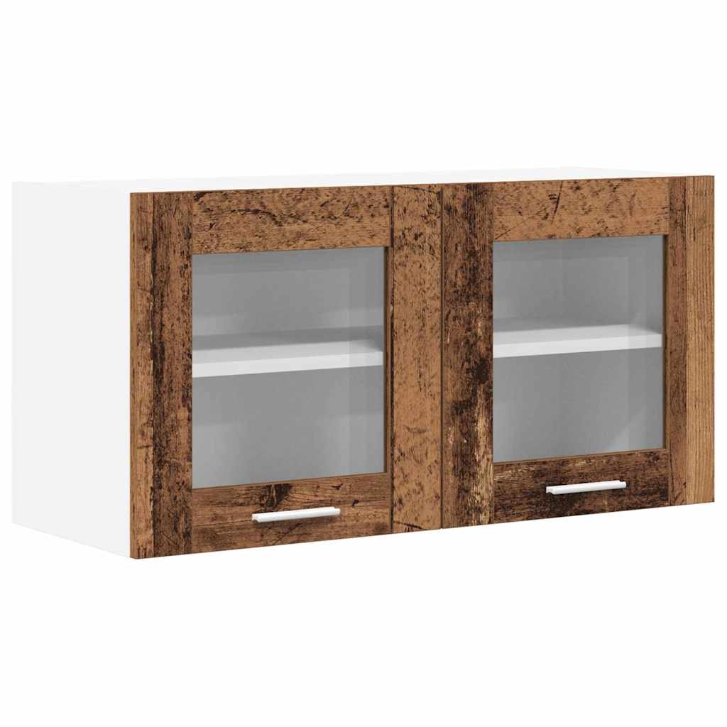 Hängeschrank mit Regal Riga Altes Holz und Weiß 80 x 31 x 40 cm