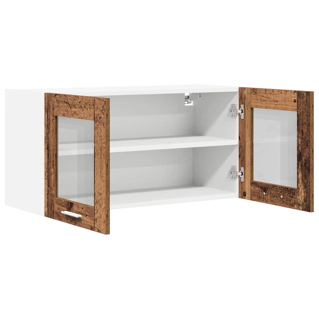 Hängeschrank mit Regal Riga Altes Holz und Weiß 80 x 31 x 40 cm