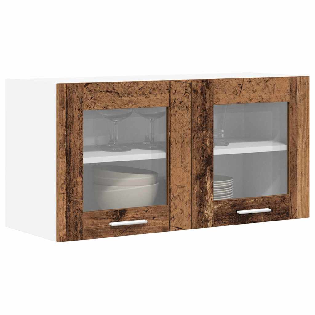 Hängeschrank mit Regal Riga Altes Holz und Weiß 80 x 31 x 40 cm