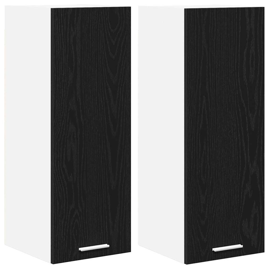 Hängeschrank 2 stk. Schwarze Eiche und Weiß Holzwerkstoff