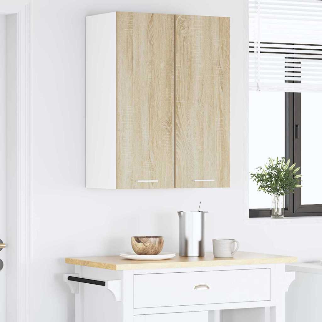 Hängeschrank 2 stk. Sonoma-Eiche und Weiß Holzwerkstoff