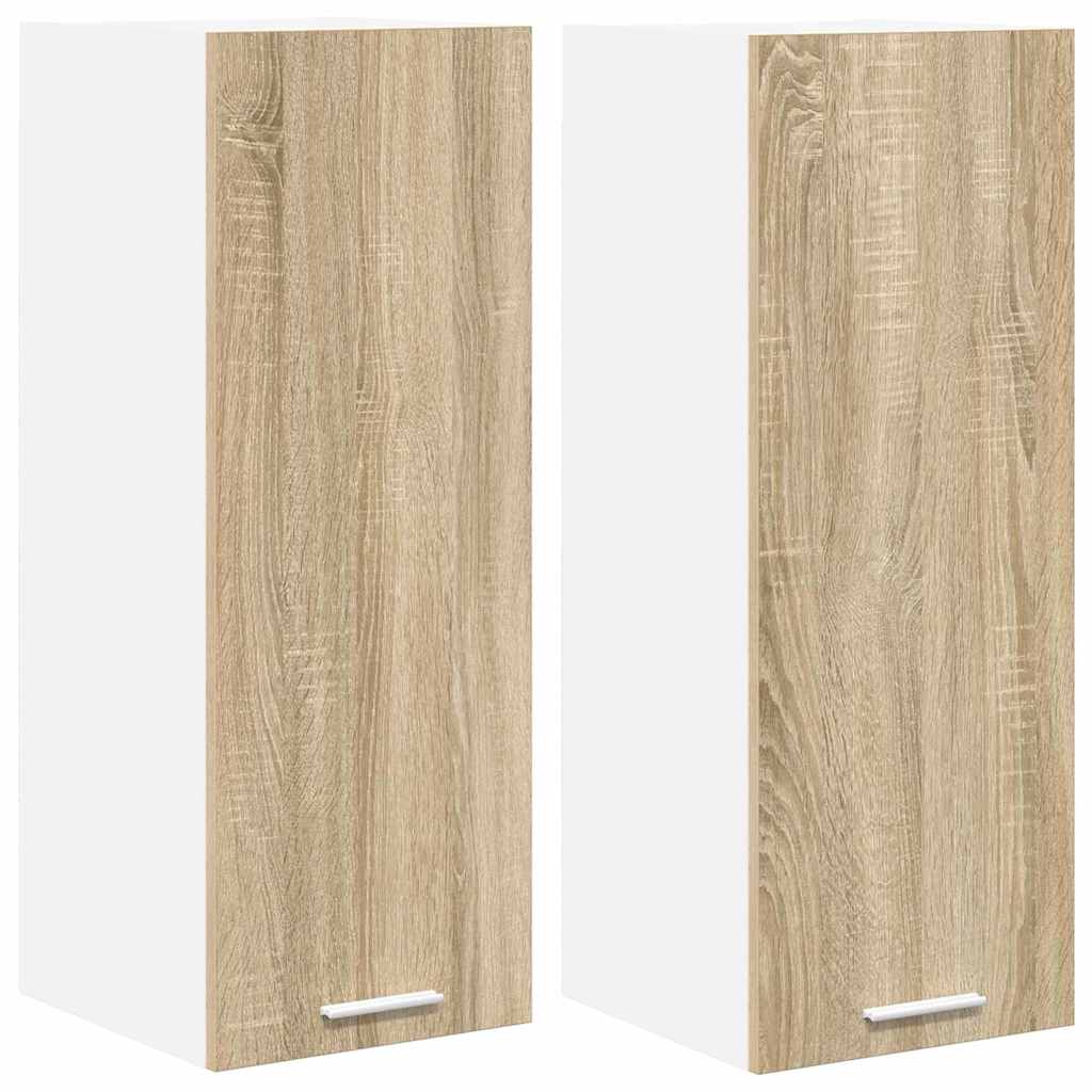 Hängeschrank 2 stk. Sonoma-Eiche und Weiß Holzwerkstoff