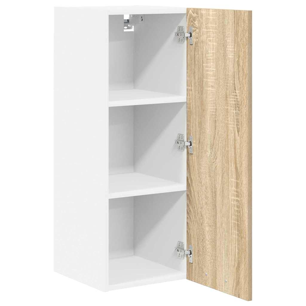 Hängeschrank 2 stk. Sonoma-Eiche und Weiß Holzwerkstoff