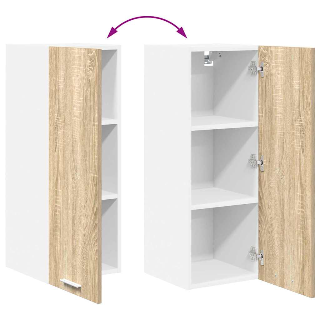 Hängeschrank 2 stk. Sonoma-Eiche und Weiß Holzwerkstoff