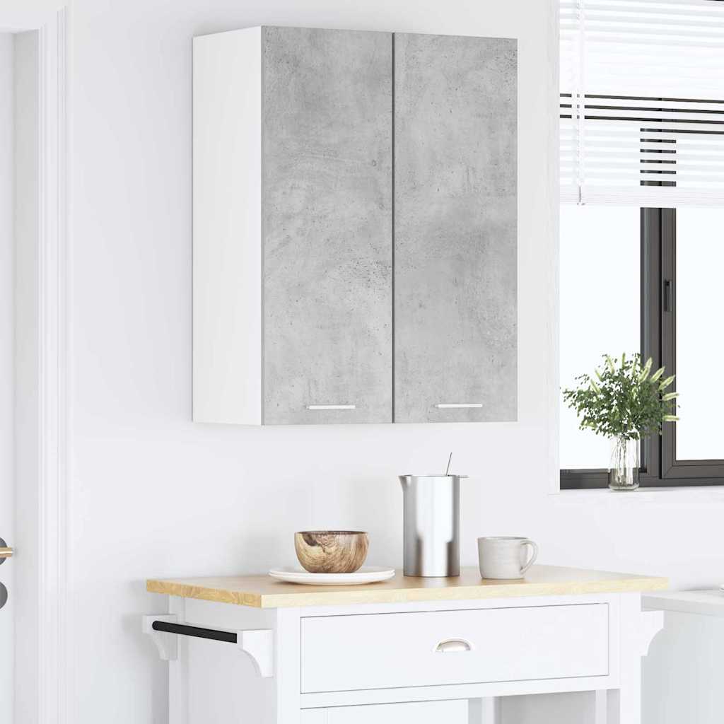 Hängeschrank 2 stk. Betongrau und Weiß Holzwerkstoff