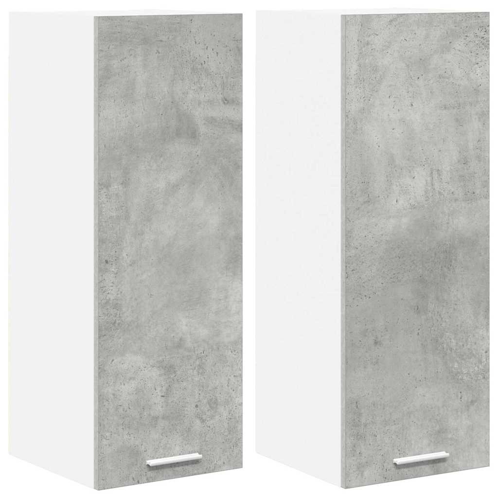 Hängeschrank 2 stk. Betongrau und Weiß Holzwerkstoff