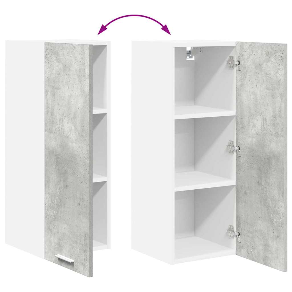 Hängeschrank 2 stk. Betongrau und Weiß Holzwerkstoff