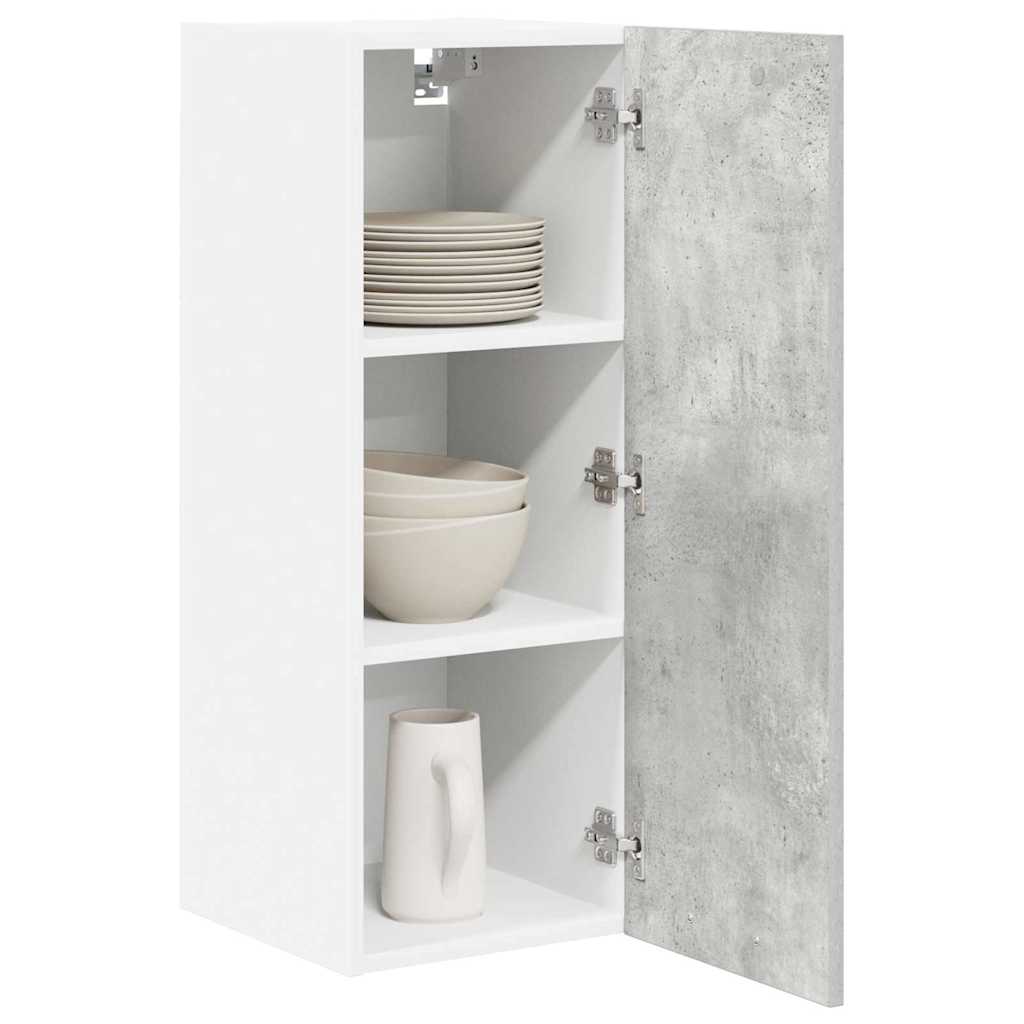 Hängeschrank 2 stk. Betongrau und Weiß Holzwerkstoff