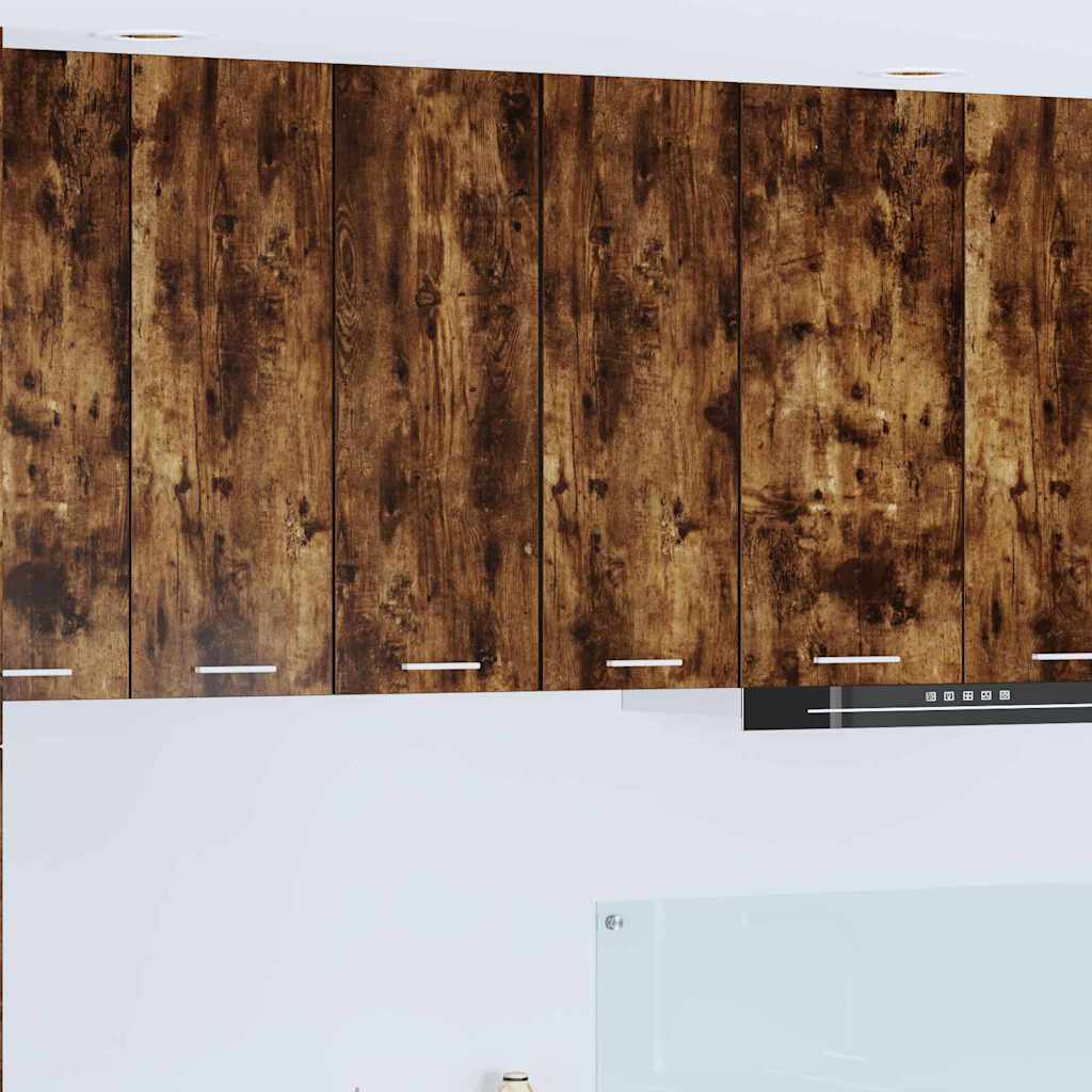 Hängeschrank 2 stk. Geräucherte Eiche und Weiß Holzwerkstoff