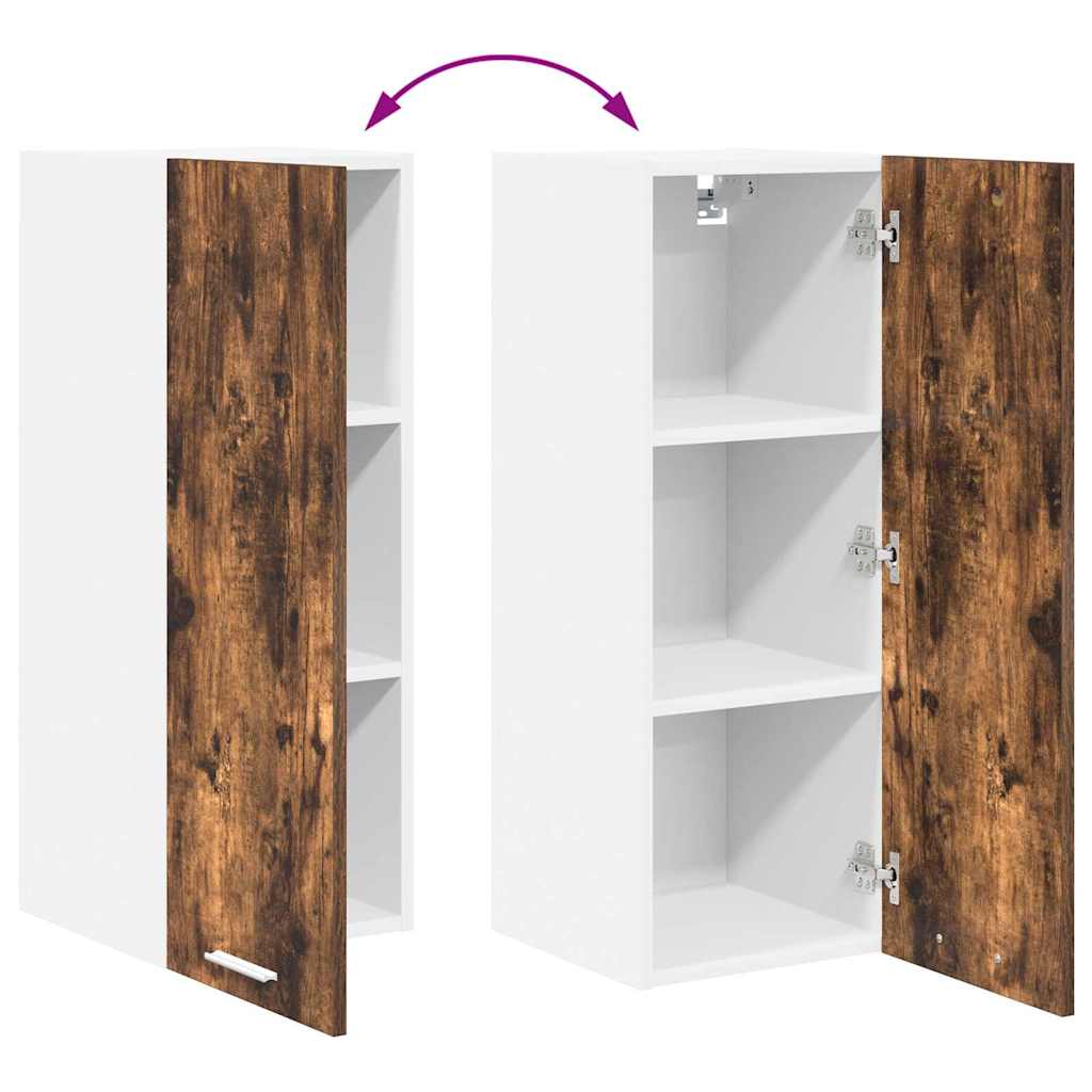 Hängeschrank 2 stk. Geräucherte Eiche und Weiß Holzwerkstoff
