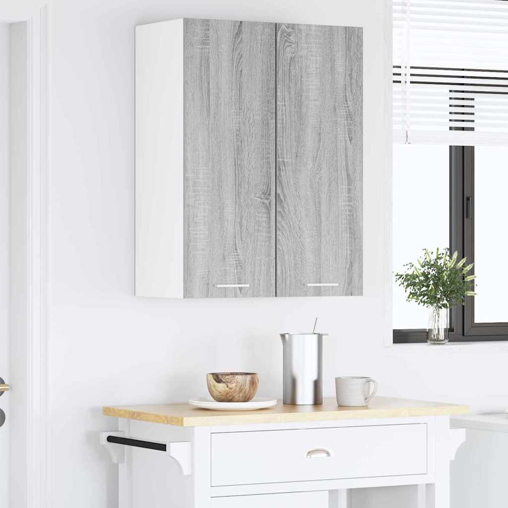Hängeschrank 2 stk. Grau Sonoma und Weiß Holzwerkstoff
