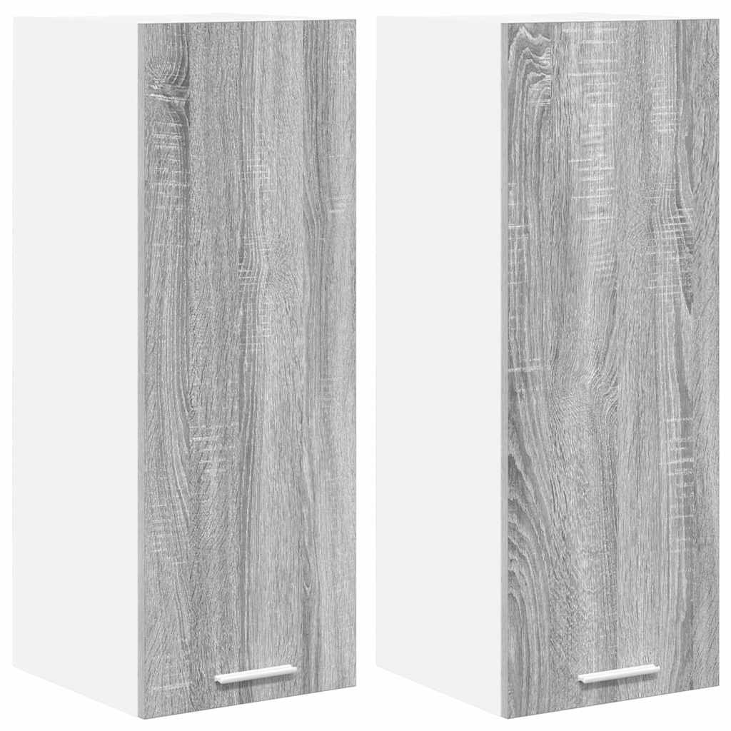 Hängeschrank 2 stk. Grau Sonoma und Weiß Holzwerkstoff