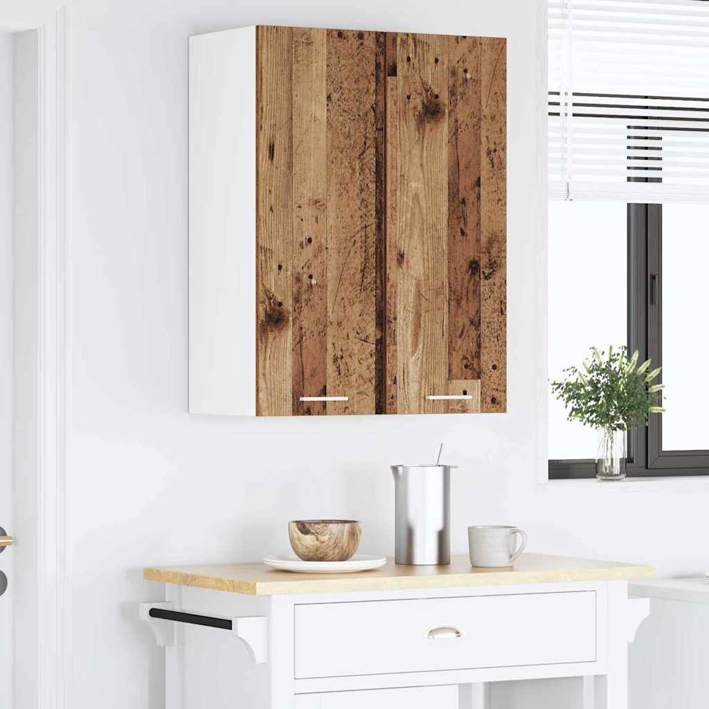 Hängeschrank 2 stk. Altes Holz und Weiß Holzwerkstoff