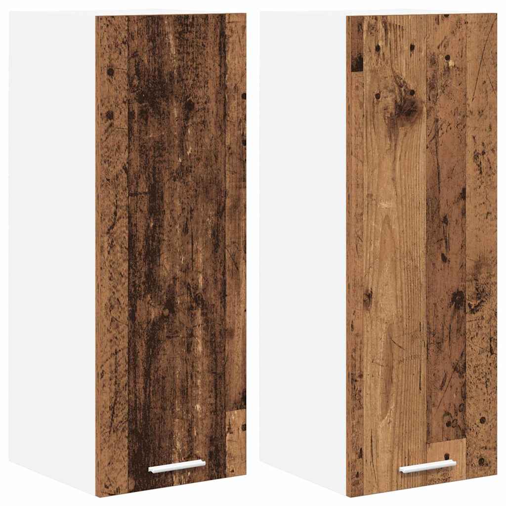 Hängeschrank 2 stk. Altes Holz und Weiß Holzwerkstoff
