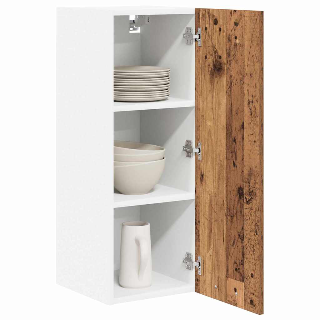 Hängeschrank 2 stk. Altes Holz und Weiß Holzwerkstoff