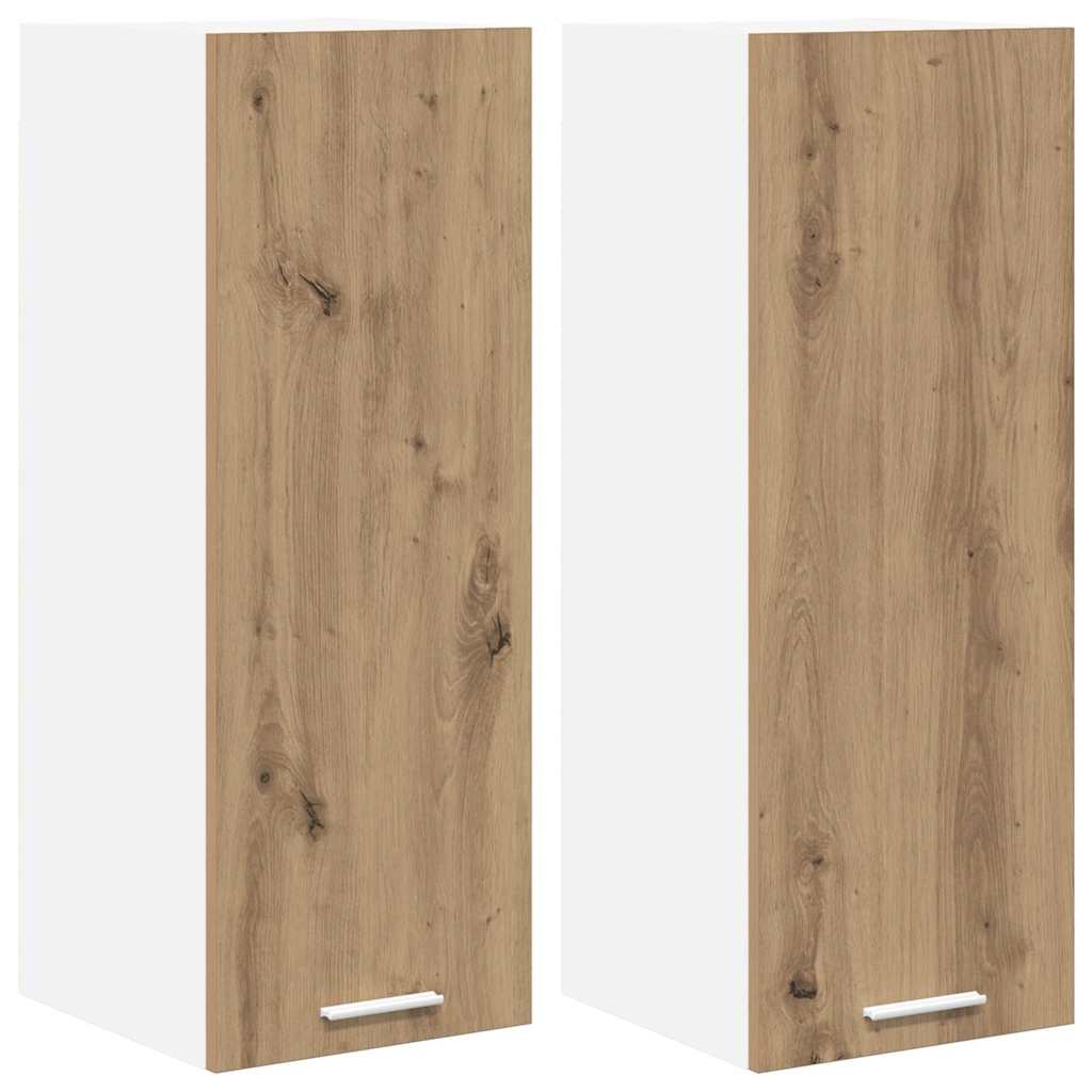 Hängeschrank 2 stk. Artisan-Eiche und Weiß Holzwerkstoff