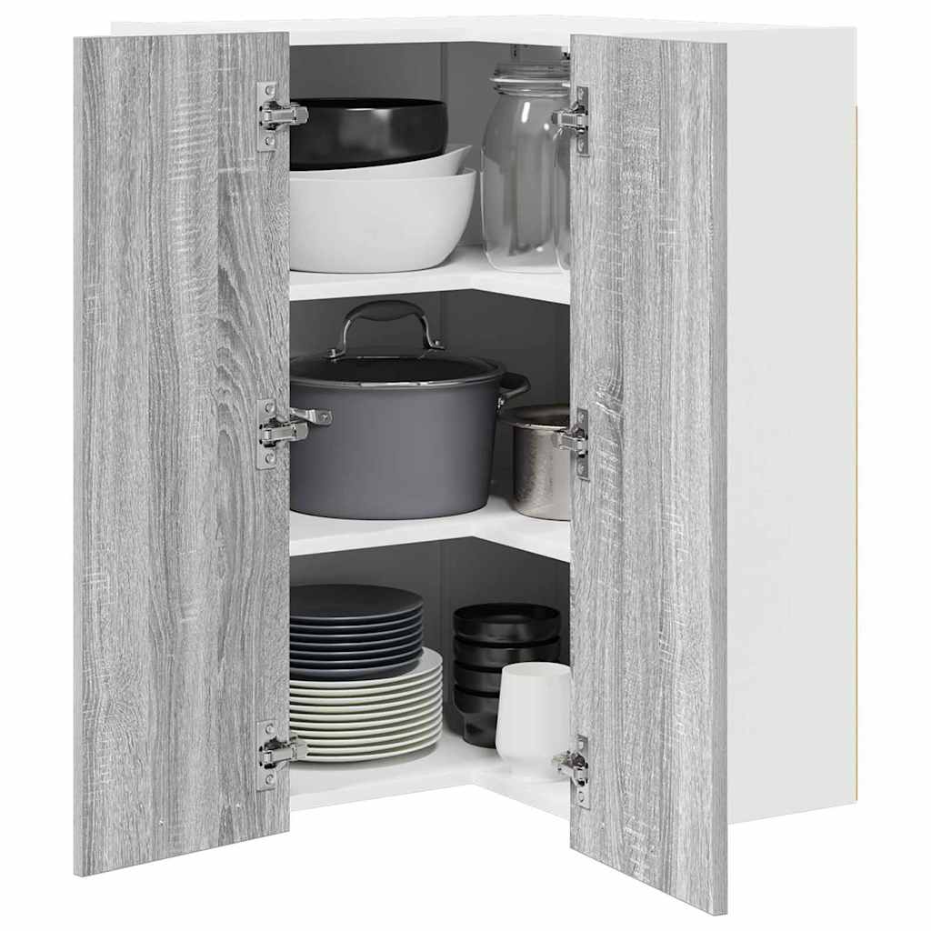 Hängeschrank Grau Sonoma und Weiß 57 x 57 x 80 cm Holzwerkstoff