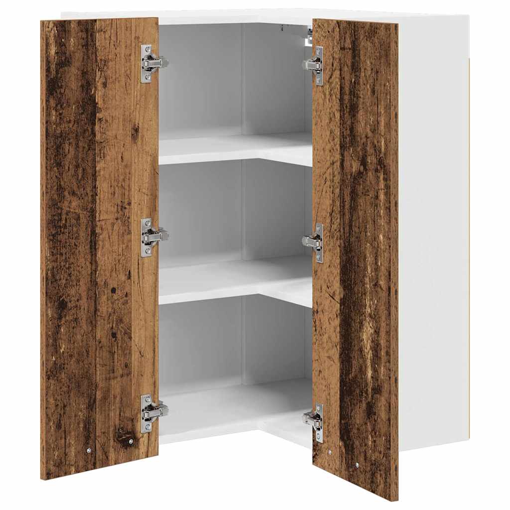 Hängeschrank mit Regal Riga Altes Holz und Weiß 57 x 57 x 80 cm