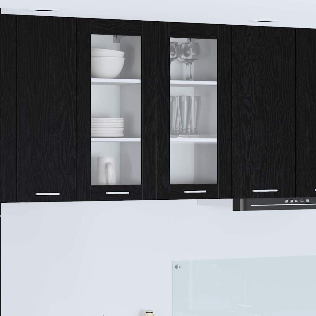 Hängeschrank 2 stk. Schwarz Eichen-Optik Holzwerkstoff