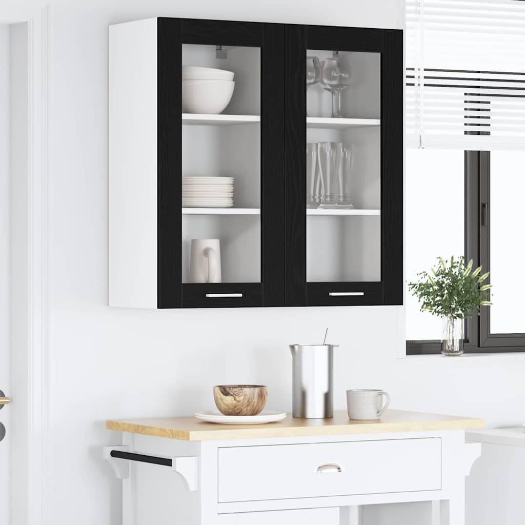 Hängeschrank 2 stk. Schwarz Eichen-Optik Holzwerkstoff