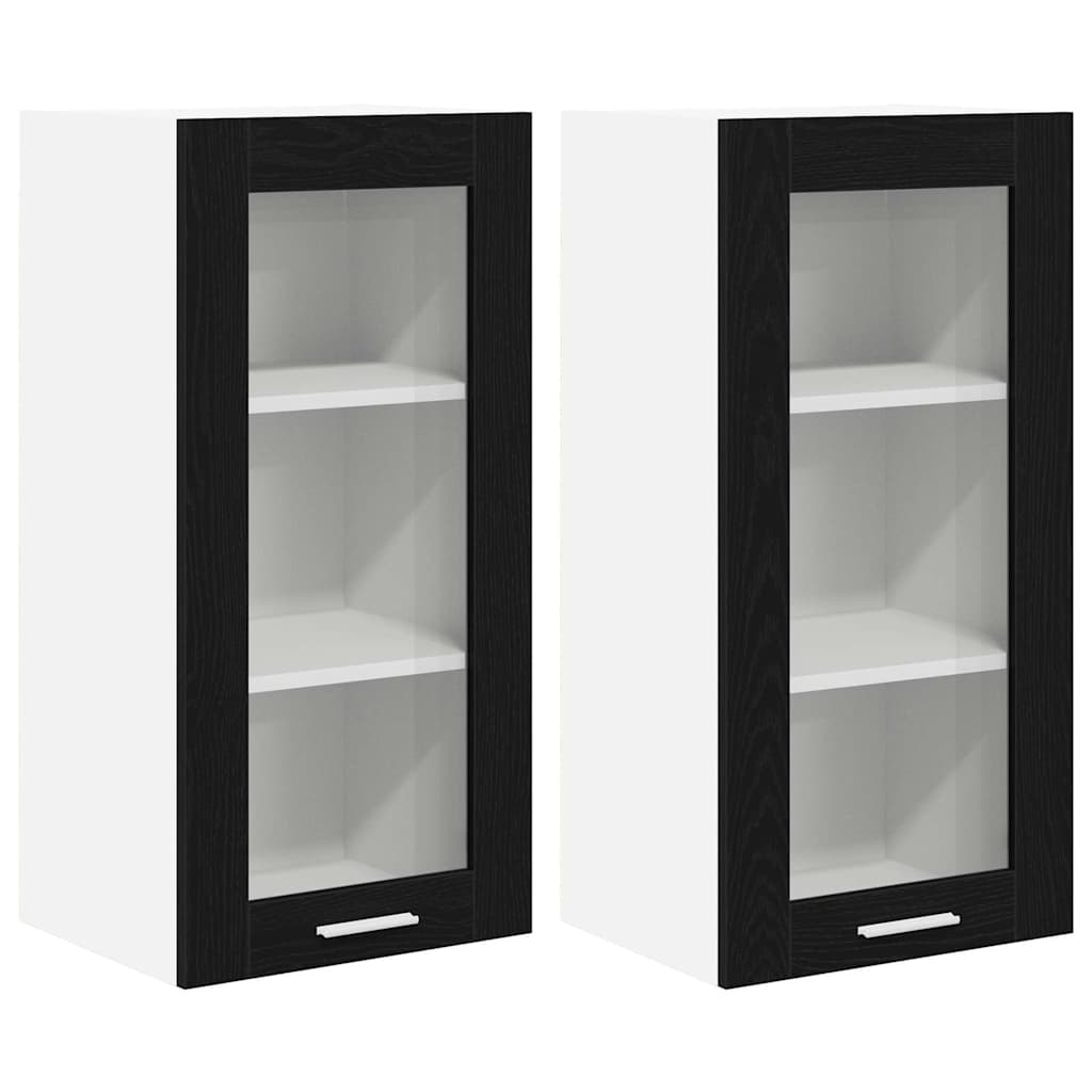 Hängeschrank 2 stk. Schwarz Eichen-Optik Holzwerkstoff
