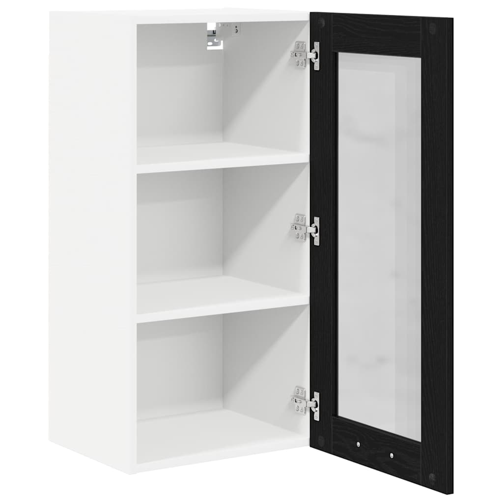 Hängeschrank 2 stk. Schwarz Eichen-Optik Holzwerkstoff