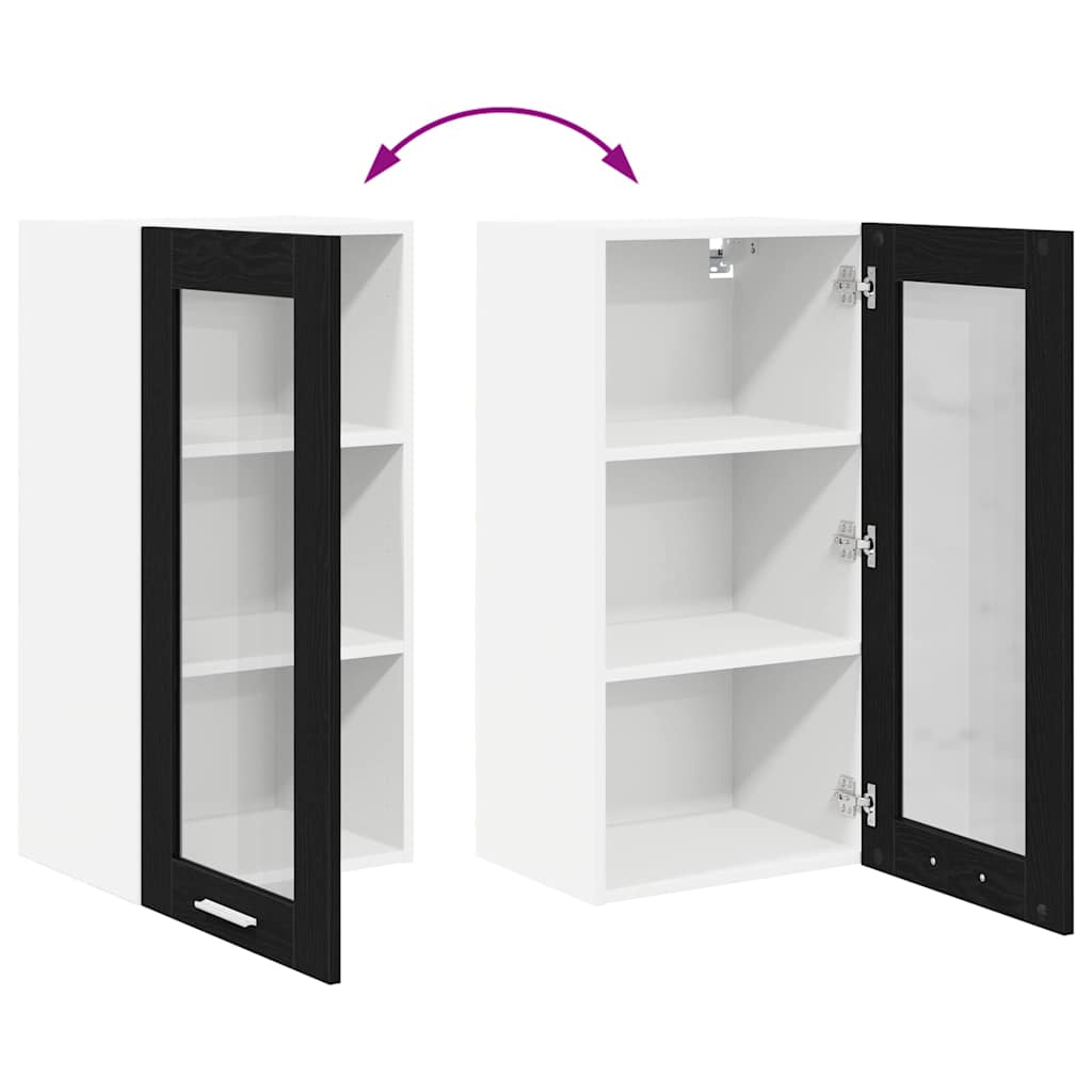 Hängeschrank 2 stk. Schwarz Eichen-Optik Holzwerkstoff
