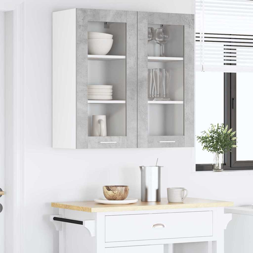 Hängeschrank 2 stk. Betongrau Holzwerkstoff