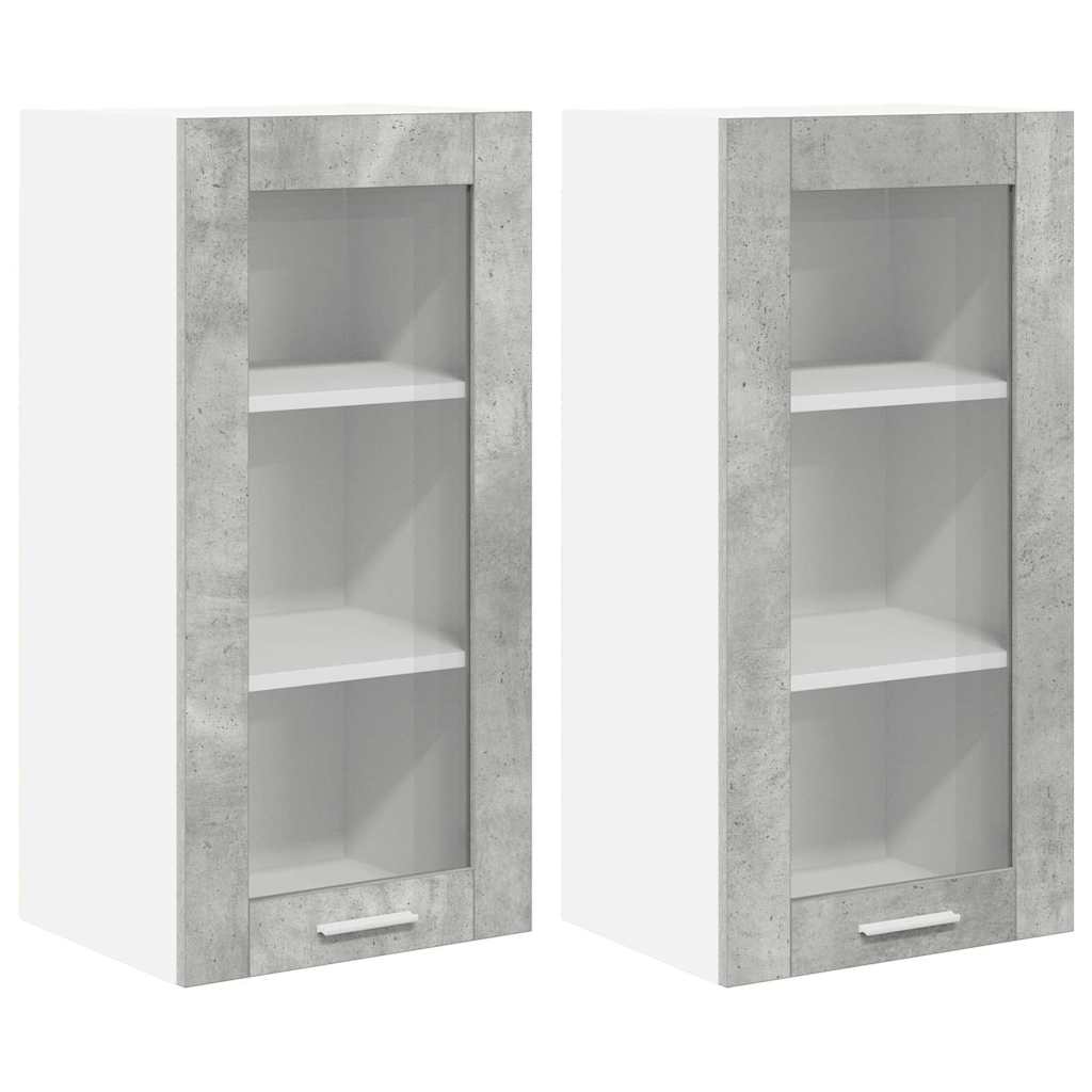 Hängeschrank 2 stk. Betongrau Holzwerkstoff
