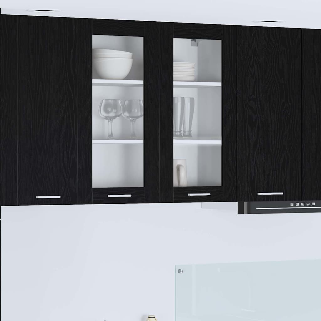Hängeschrank Schwarz Eichen-Optik 80 x 31 x 80 cm Holzwerkstoff