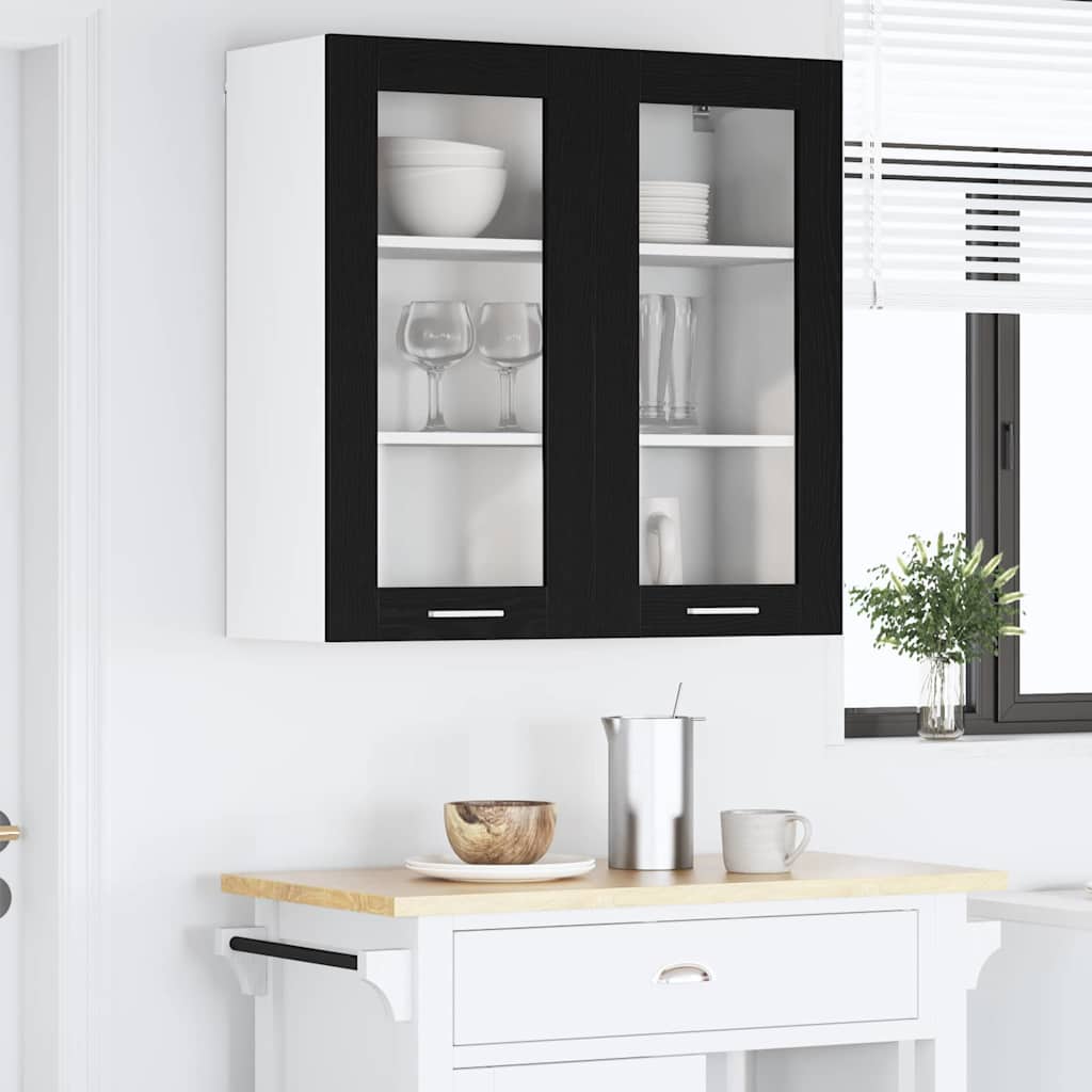 Hängeschrank Schwarz Eichen-Optik 80 x 31 x 80 cm Holzwerkstoff
