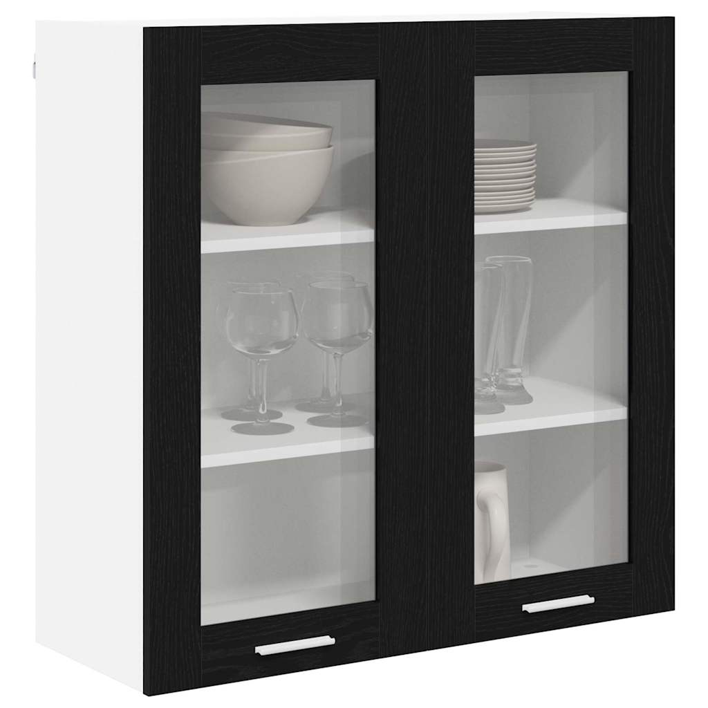 Hängeschrank Schwarz Eichen-Optik 80 x 31 x 80 cm Holzwerkstoff