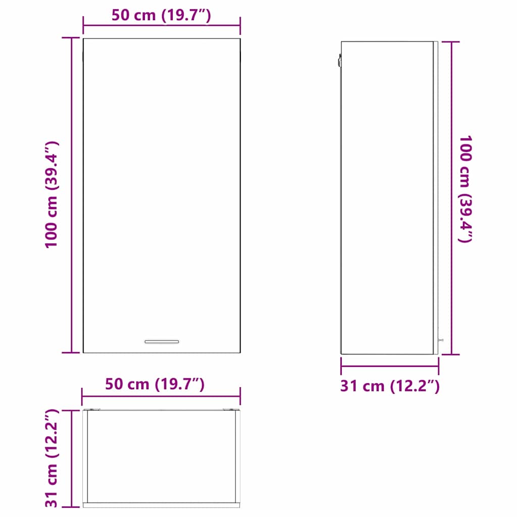 Hängeschrank Artisan-Eiche und Weiß 50 x 31 x 100 cm