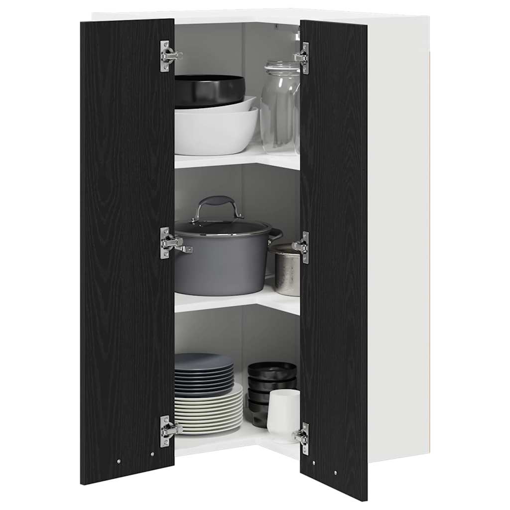 Hängeschrank Schwarze Eiche und Weiß 57 x 57 x 100 cm