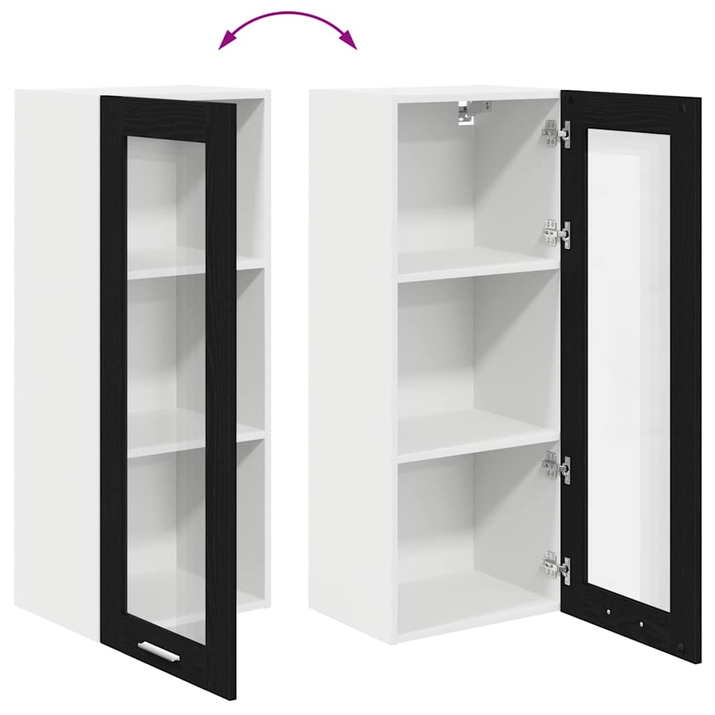 Hängeschrank Schwarz Eichen-Optik 40 x 31 x 100 cm
