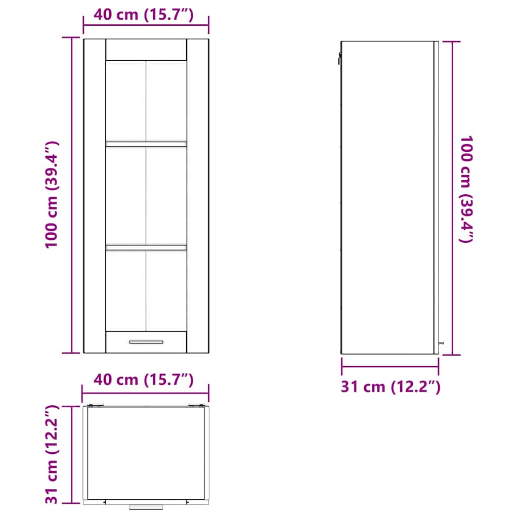 Hängeschrank Artisan-Eiche 40 x 31 x 100 cm Holzwerkstoff