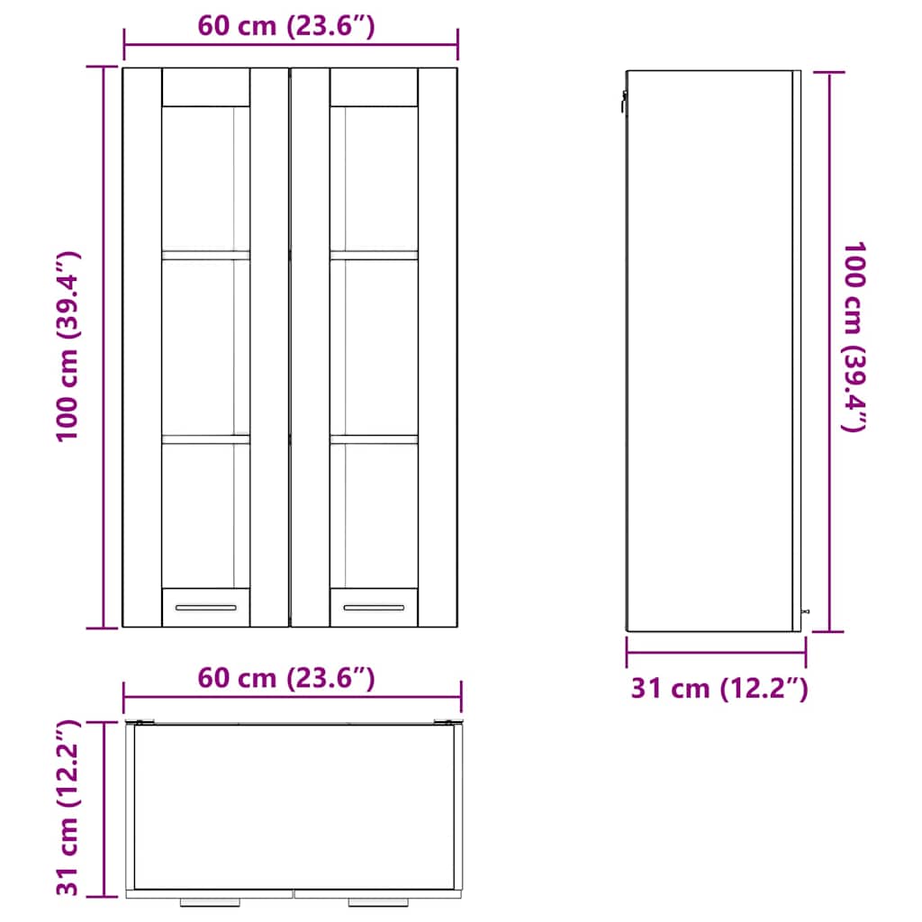 Hängeschrank Artisan-Eiche 60 x 31 x 100 cm Holzwerkstoff