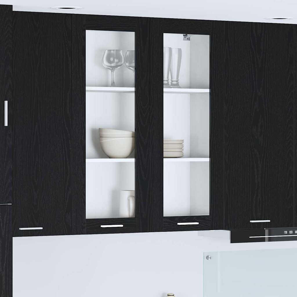 Hängeschrank Schwarz Eichen-Optik 80 x 31 x 100 cm
