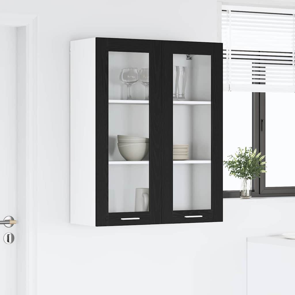 Hängeschrank Schwarz Eichen-Optik 80 x 31 x 100 cm