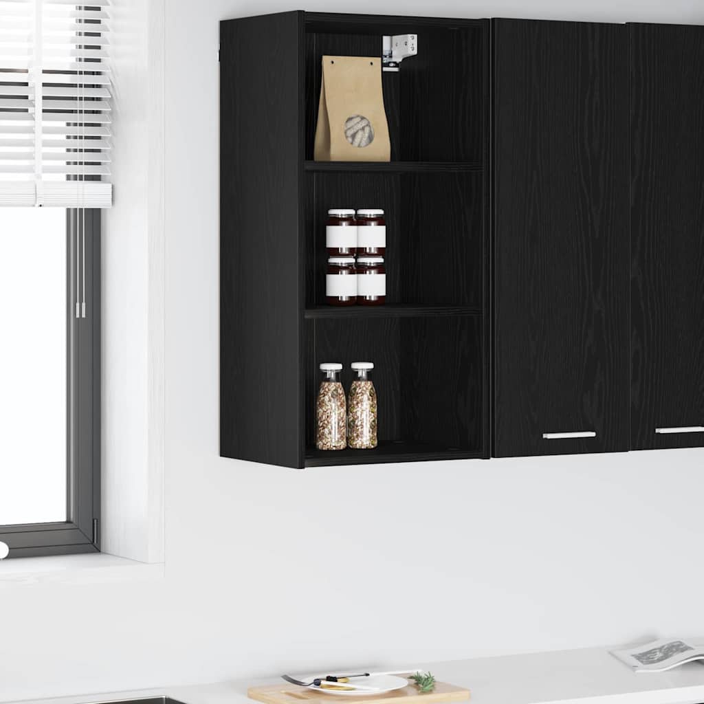 Hängeschrank Schwarz Eichen-Optik 40 x 29,5 x 80 cm