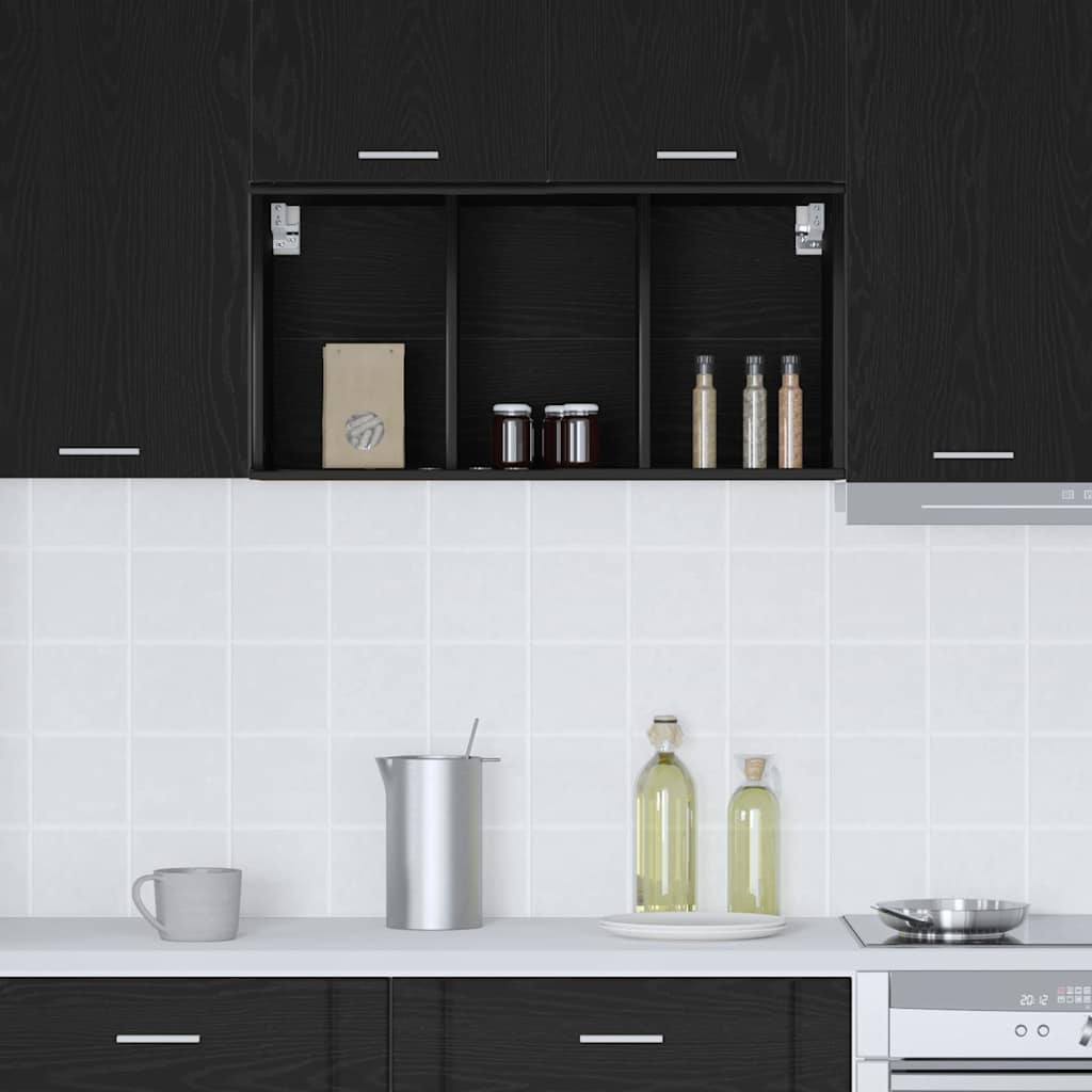 Hängeschrank Schwarz Eichen-Optik 40 x 29,5 x 80 cm