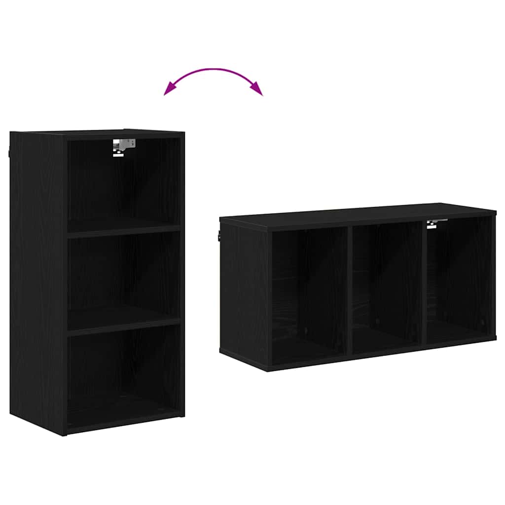 Hängeschrank Schwarz Eichen-Optik 40 x 29,5 x 80 cm
