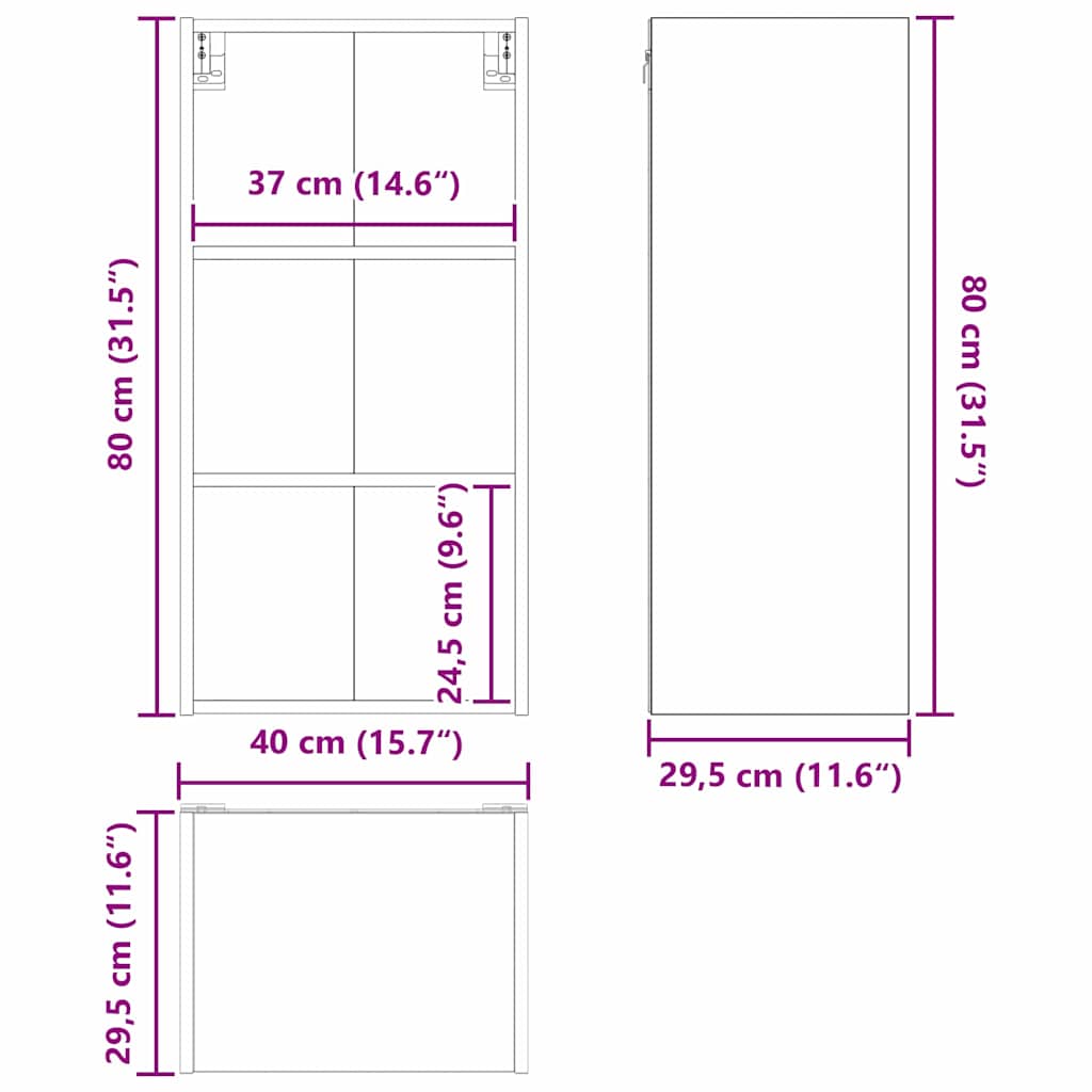 Hängeschrank Sonoma-Eiche 40 x 29,5 x 80 cm Holzwerkstoff