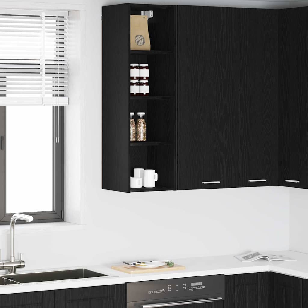 Hängeschrank Schwarz Eichen-Optik 30 x 29,5 x 100 cm