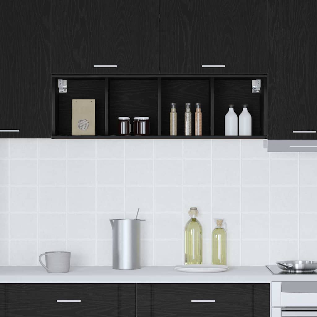 Hängeschrank Schwarz Eichen-Optik 30 x 29,5 x 100 cm