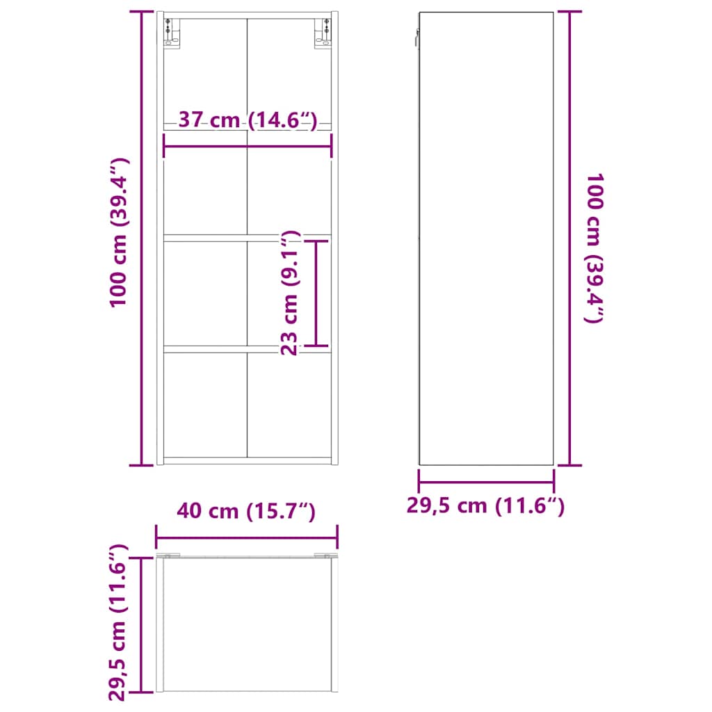 Hängeschrank Sonoma-Eiche 40 x 29,5 x 100 cm Holzwerkstoff