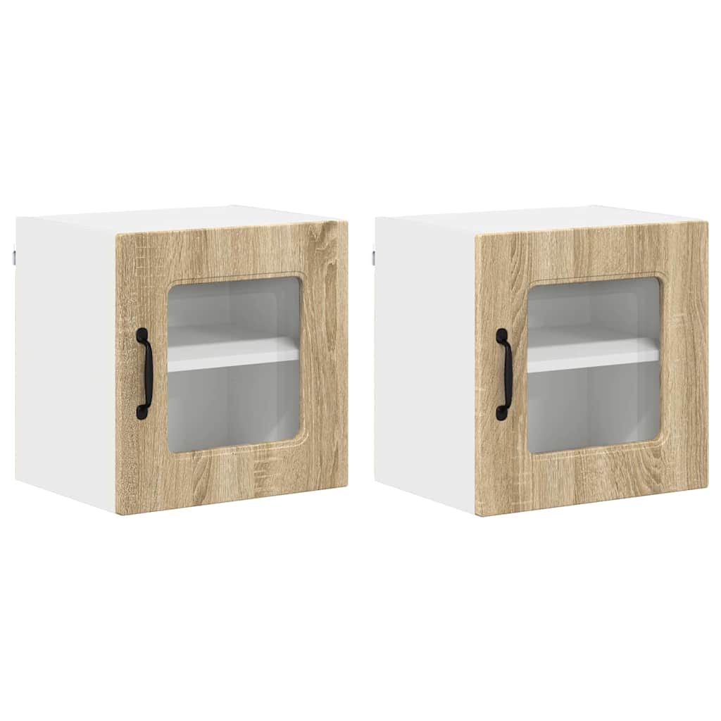 Küchenhängeschrank mit Regal 2 pcs Sonoma-Eiche 40 x 31 x 40 cm