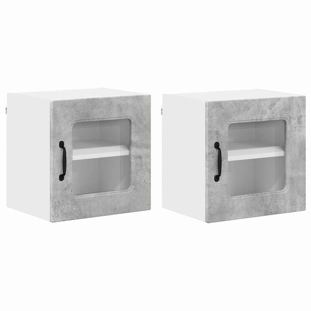 Küchenhängeschrank mit Regal 2 pcs Beton Grau 40 x 31 x 40 cm