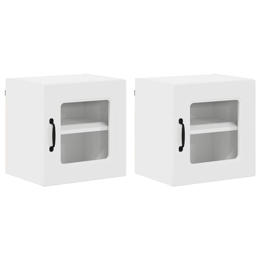 Küchenwandschrank mit Tür 2 pcs Hochglanz Weiß 40 x 31 x 40 cm